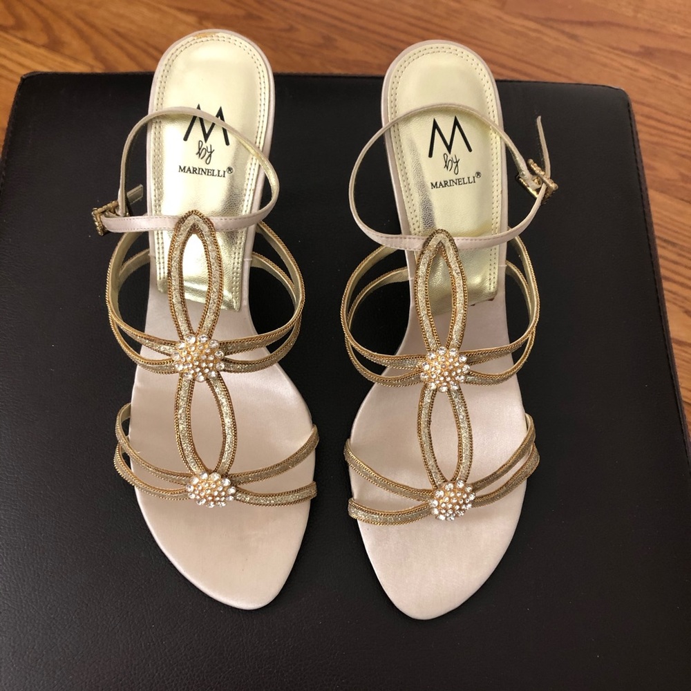M by Marinelli Gold Sandals Special Occasion Wedding Prom